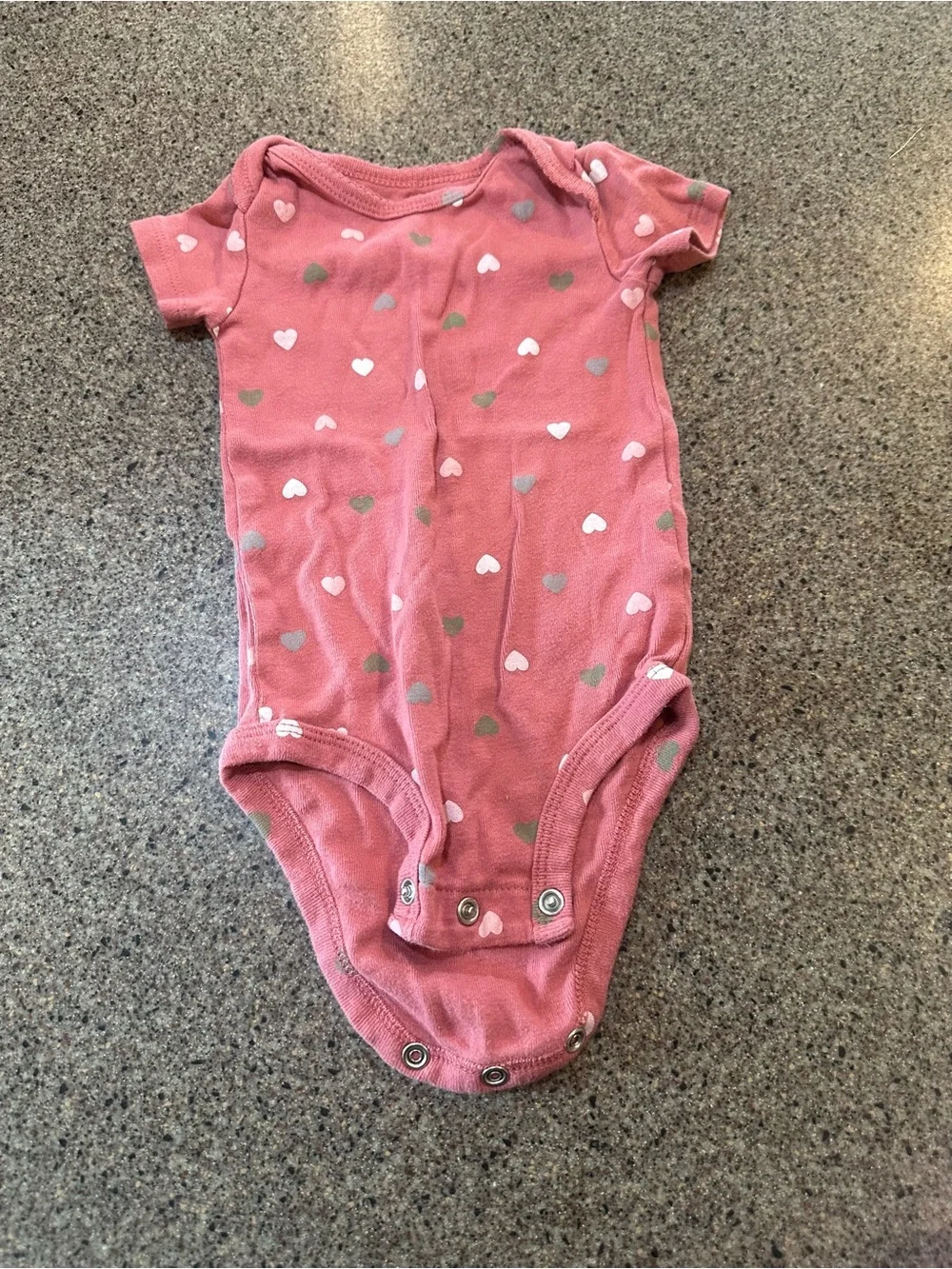 Baby Pink Heart Print One-Piece Bodysuit